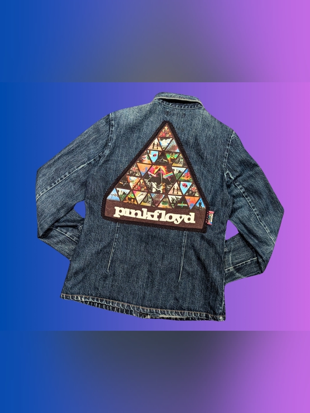 Handmade, Upcycled Pink Floyd Denim Jacket Size M